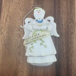 SUE Blessed Are the Caregivers Angel Ornament‎ Figurine Holding Bird Home Decor